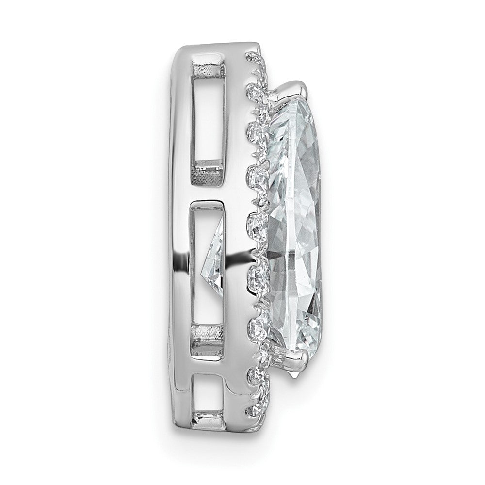 14kw 3 3/8ct Lab Grown Diamond VS+ F+ Pear Comp Halo Chain Slide Pendant