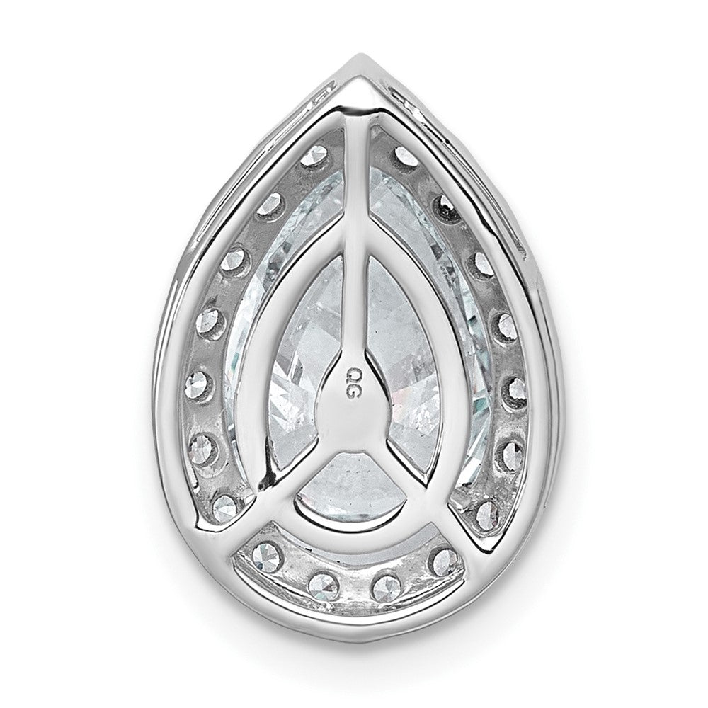 14kw 3 3/8ct Lab Grown Diamond VS+ F+ Pear Comp Halo Chain Slide Pendant
