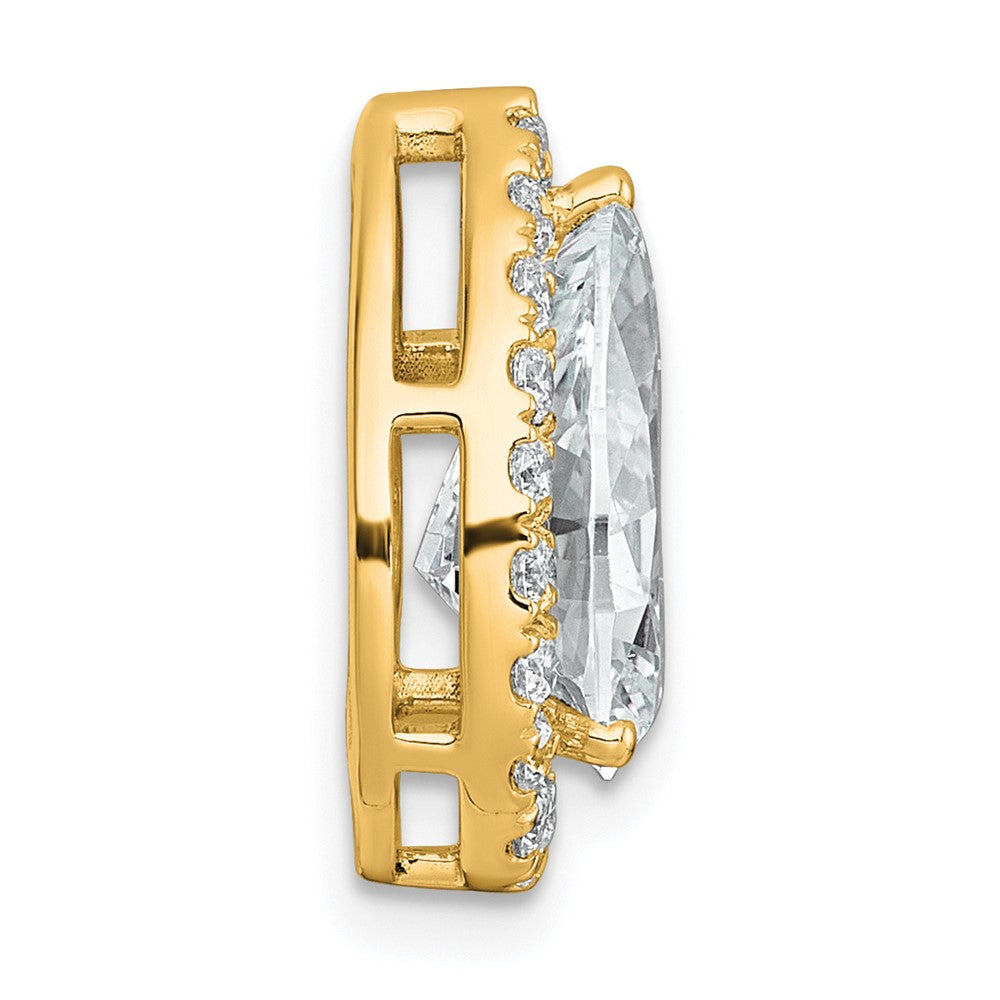 14k 3 3/8ct Lab Grown Diamond VS+ F+ Pear Comp Halo Chain Slide Pendant
