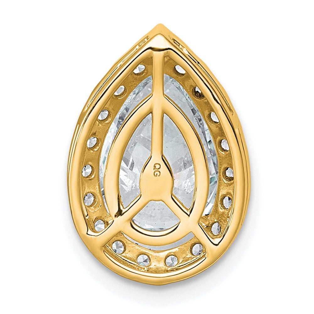 14k 3 3/8ct Cert Lab Grown Dia VS+ F+ Pear Comp Halo Chain Slide Pendant