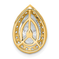 14k 3 3/8ct Lab Grown Diamond VS+ F+ Pear Comp Halo Chain Slide Pendant
