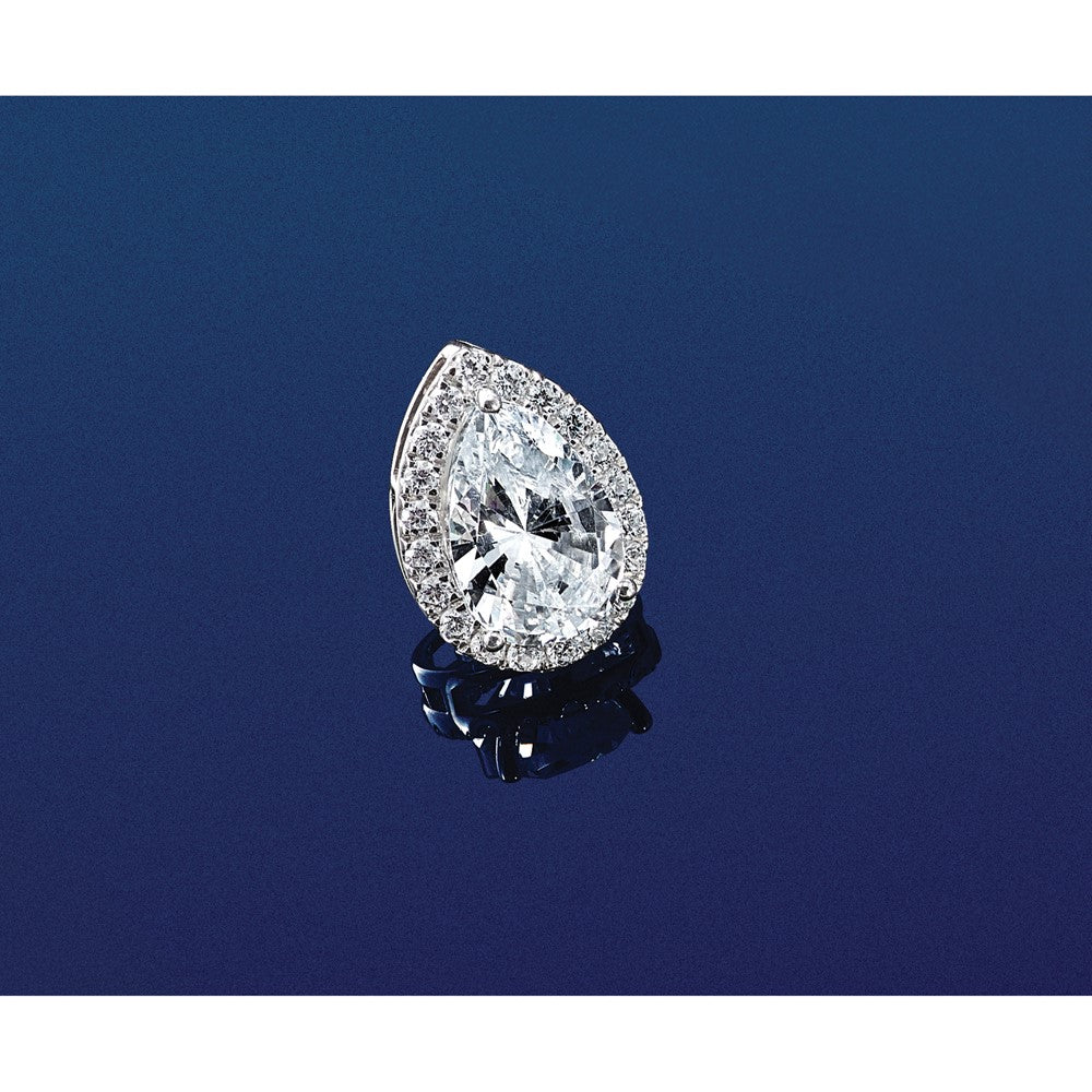 14kw 3 3/8ct Lab Grown Diamond VS+ F+ Pear Comp Halo Chain Slide Pendant