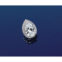 14kw 3 3/8ct Lab Grown Diamond VS+ F+ Pear Comp Halo Chain Slide Pendant