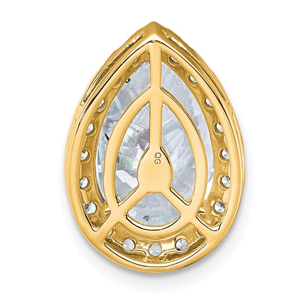 14k 4 1/2ct Lab Grown Diamond VS+ F+ Pear Comp Halo Chain Slide Pendant