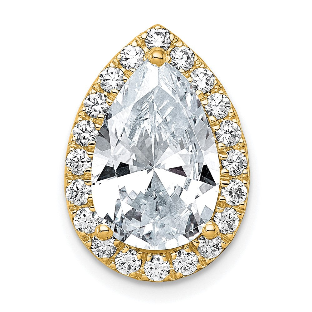 14k 4 1/2ct Lab Grown Diamond VS+ F+ Pear Comp Halo Chain Slide Pendant