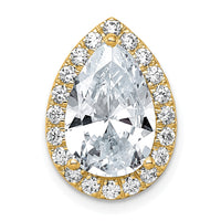 14k 4 1/2ct Lab Grown Diamond VS+ F+ Pear Comp Halo Chain Slide Pendant