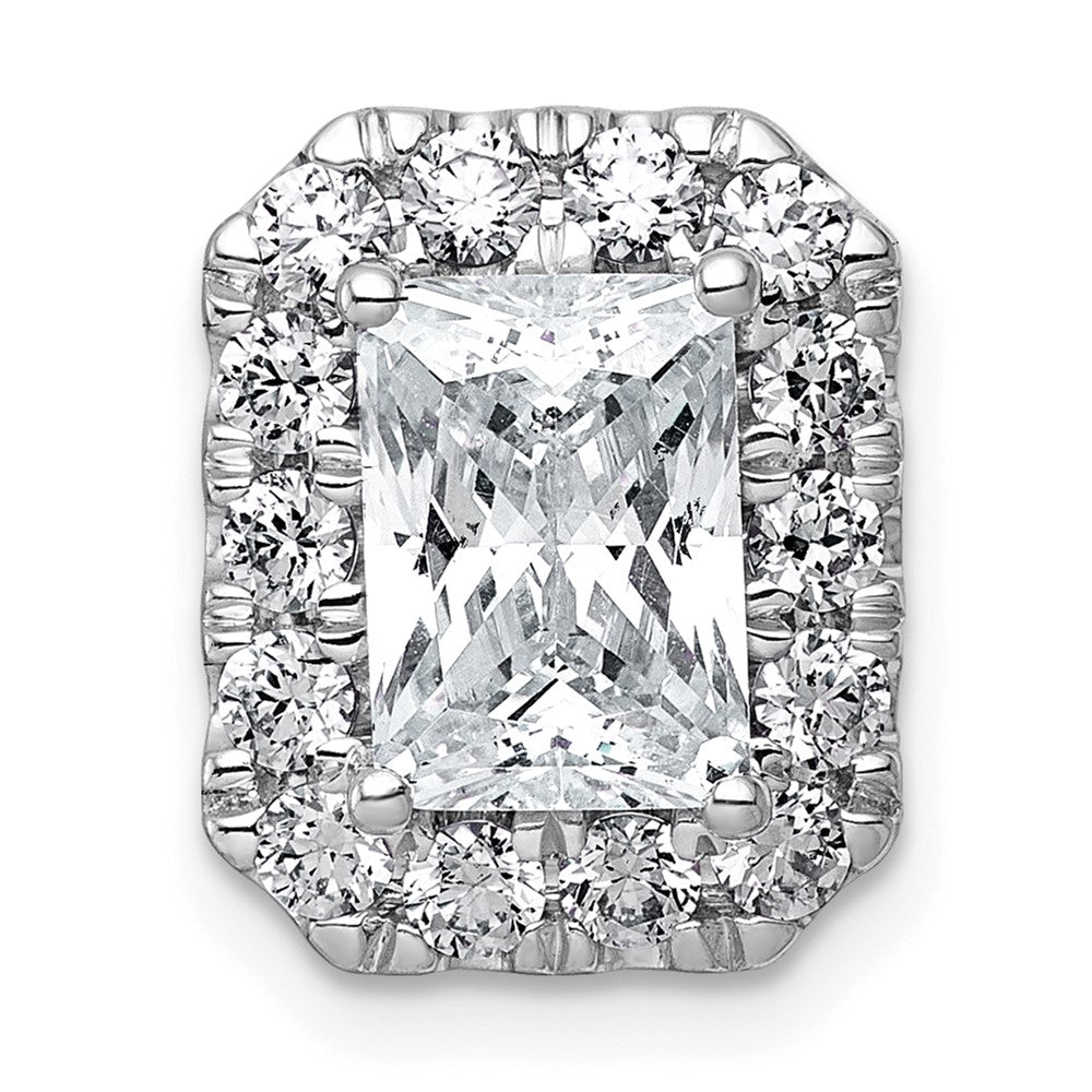 14kw 2 7/8ct Lab Grown Diamond VS+ F+ Radiant Comp Halo Chain Slide