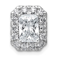 14kw 2 7/8ct Lab Grown Diamond VS+ F+ Radiant Comp Halo Chain Slide