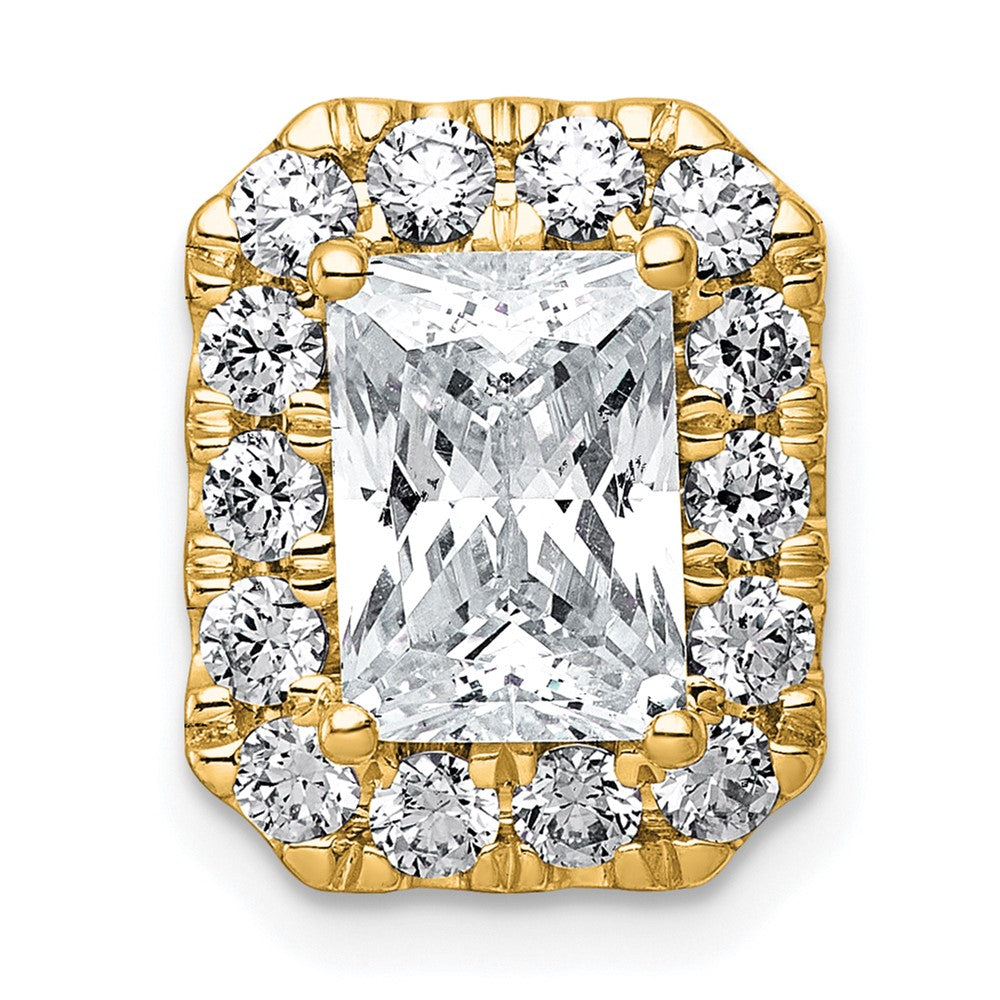 14k 2 7/8ct Cert Lab Grown Diamond VS+ F+ Radiant Comp Halo Chain Slide