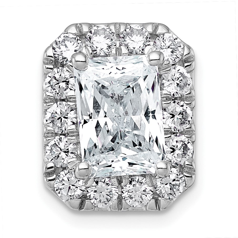 14kw 3 1/2ct Lab Grown Diamond VS+ F+ Radiant Comp Halo Chain Slide