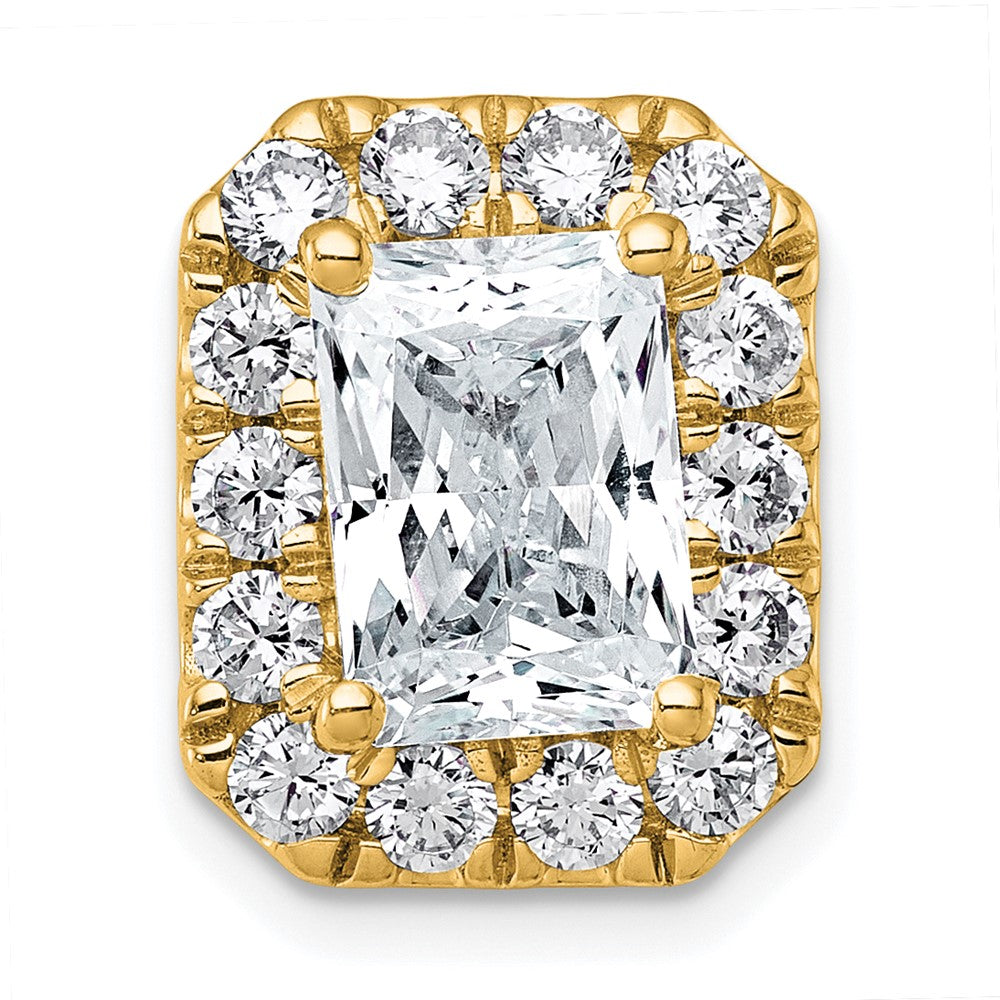 14k 3 1/2ct Lab Grown Diamond VS+ F+ Radiant Comp Halo Chain Slide