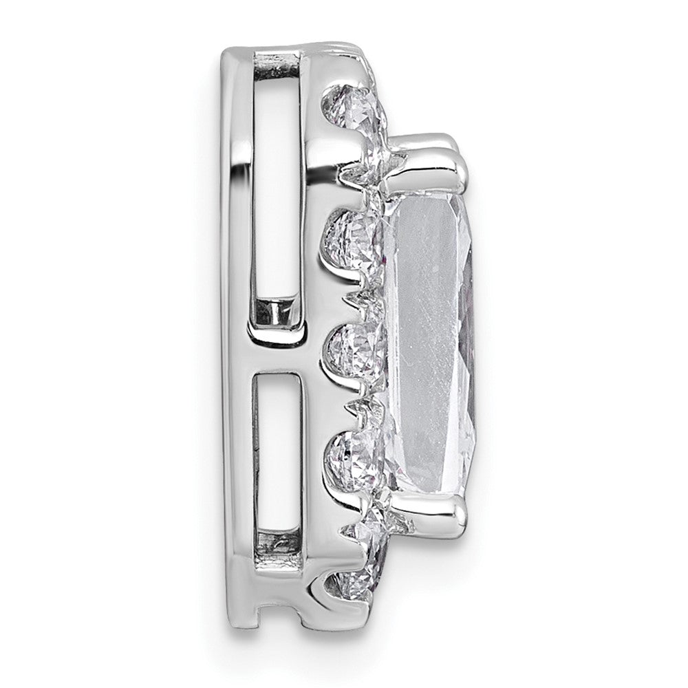 14kw 4 1/3ct Lab Grown Diamond VS+ F+ Radiant Comp Halo Chain Slide