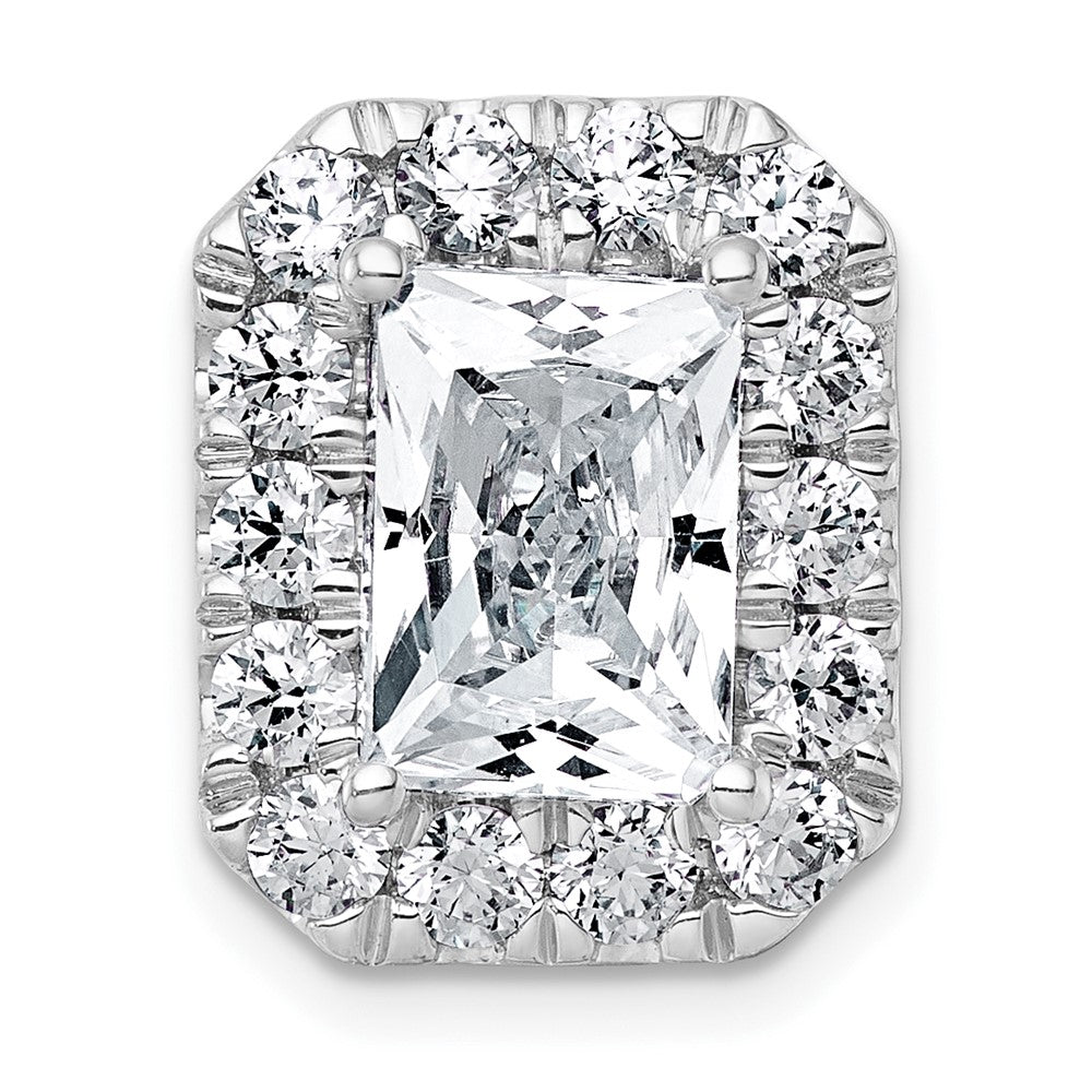 14kw 4 1/3ct Lab Grown Diamond VS+ F+ Radiant Comp Halo Chain Slide