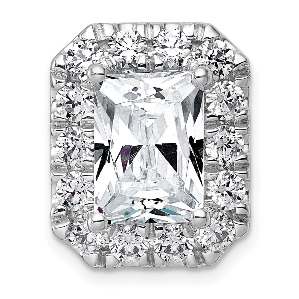 14kw 5 1/2ct Cert Lab Grown Diamond VS+ F+ Radiant Comp Halo Chain Slide