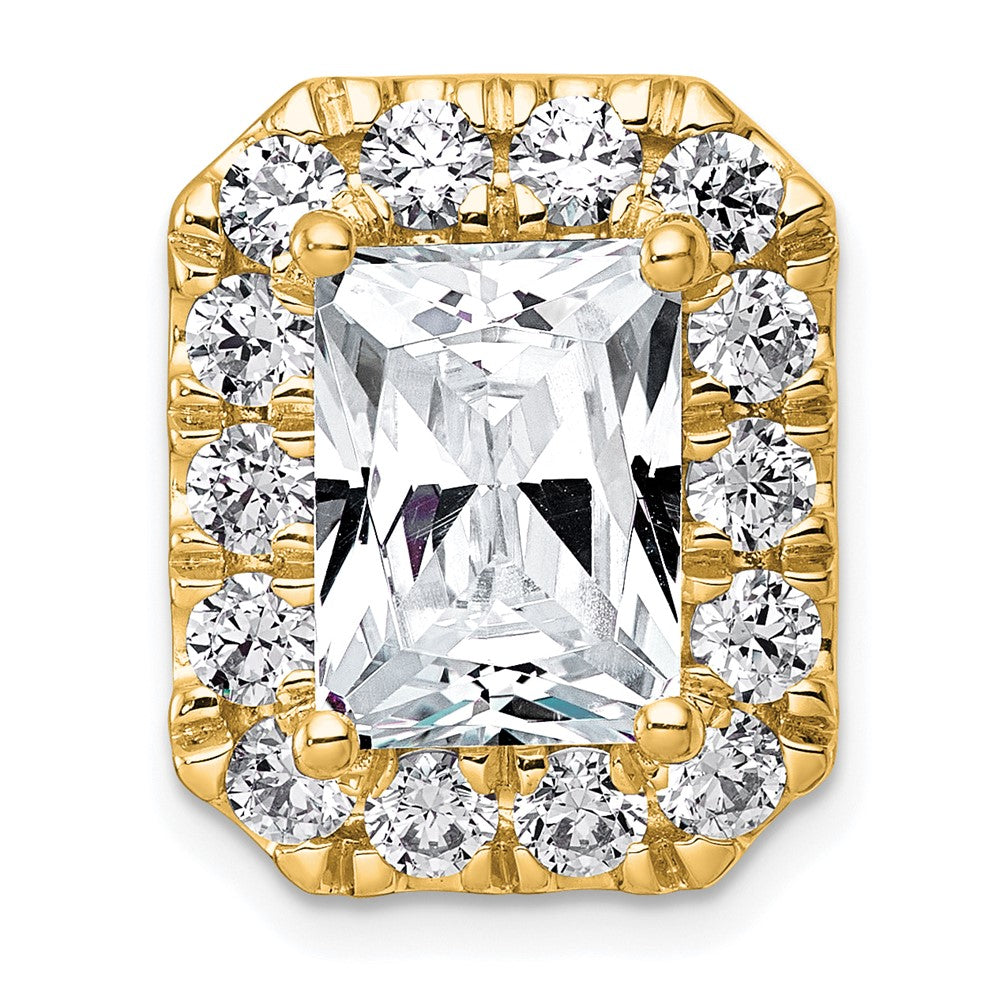 14k 5 1/2ct Cert Lab Grown Diamond VS+ F+ Radiant Comp Halo Chain Slide