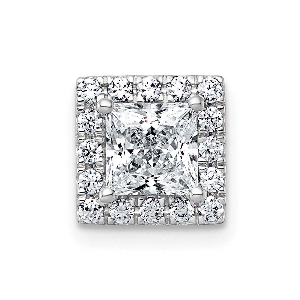 14kw 1 1/4ct Cert Lab Grown Diamond VS+ F+ Princess Comp Halo Chain Slide