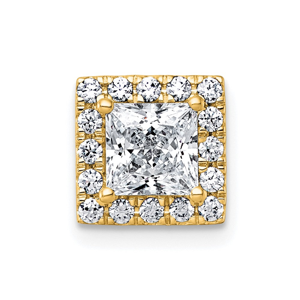 14k 1 1/4ct Lab Grown Diamond VS+ F+ Princess Comp Halo Chain Slide