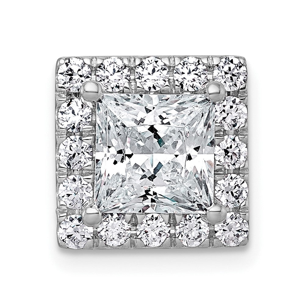14kw 2 1/2ct Lab Grown Diamond VS+ F+ Princess Comp Halo Chain Slide