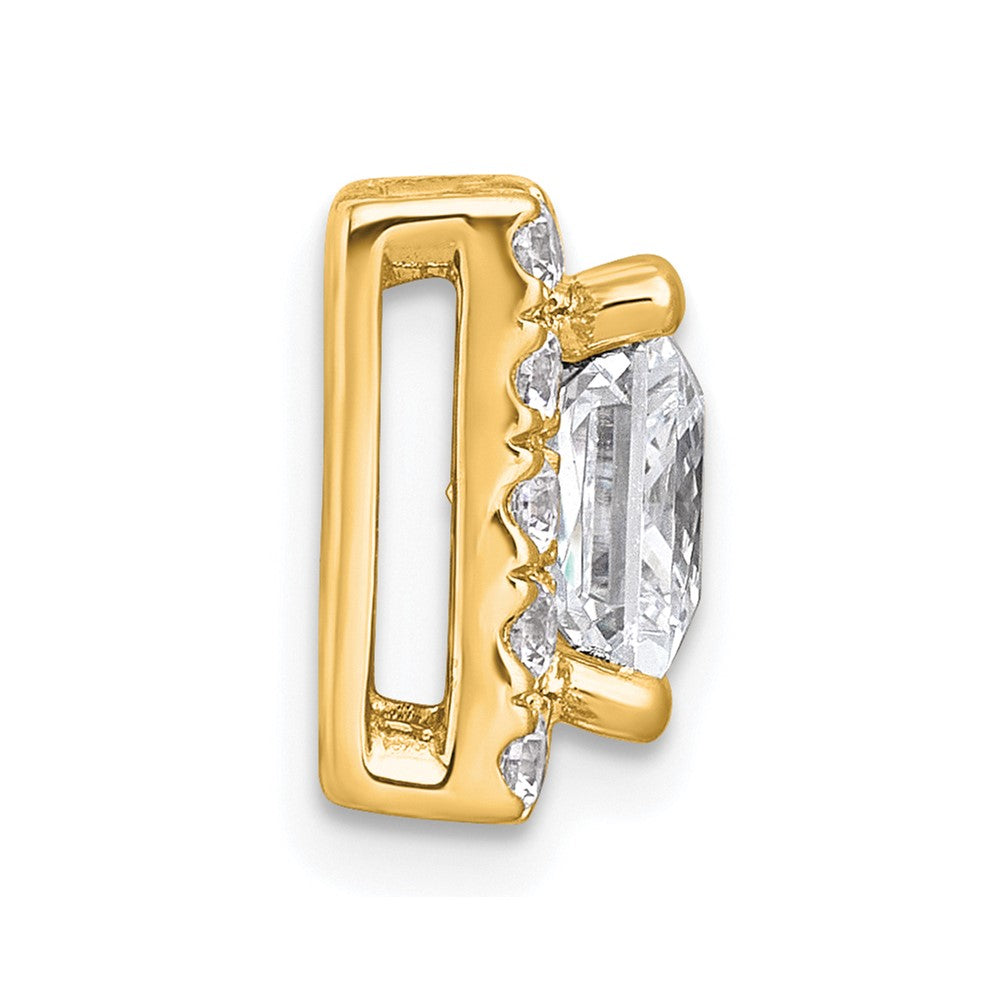14k 2 1/2ct Cert Lab Grown Diamond VS+ F+ Princess Comp Halo Chain Slide