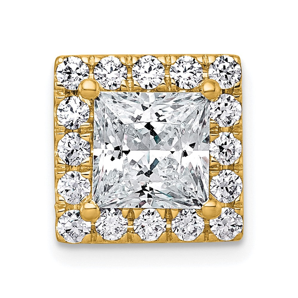 14k 2 1/2ct Cert Lab Grown Diamond VS+ F+ Princess Comp Halo Chain Slide