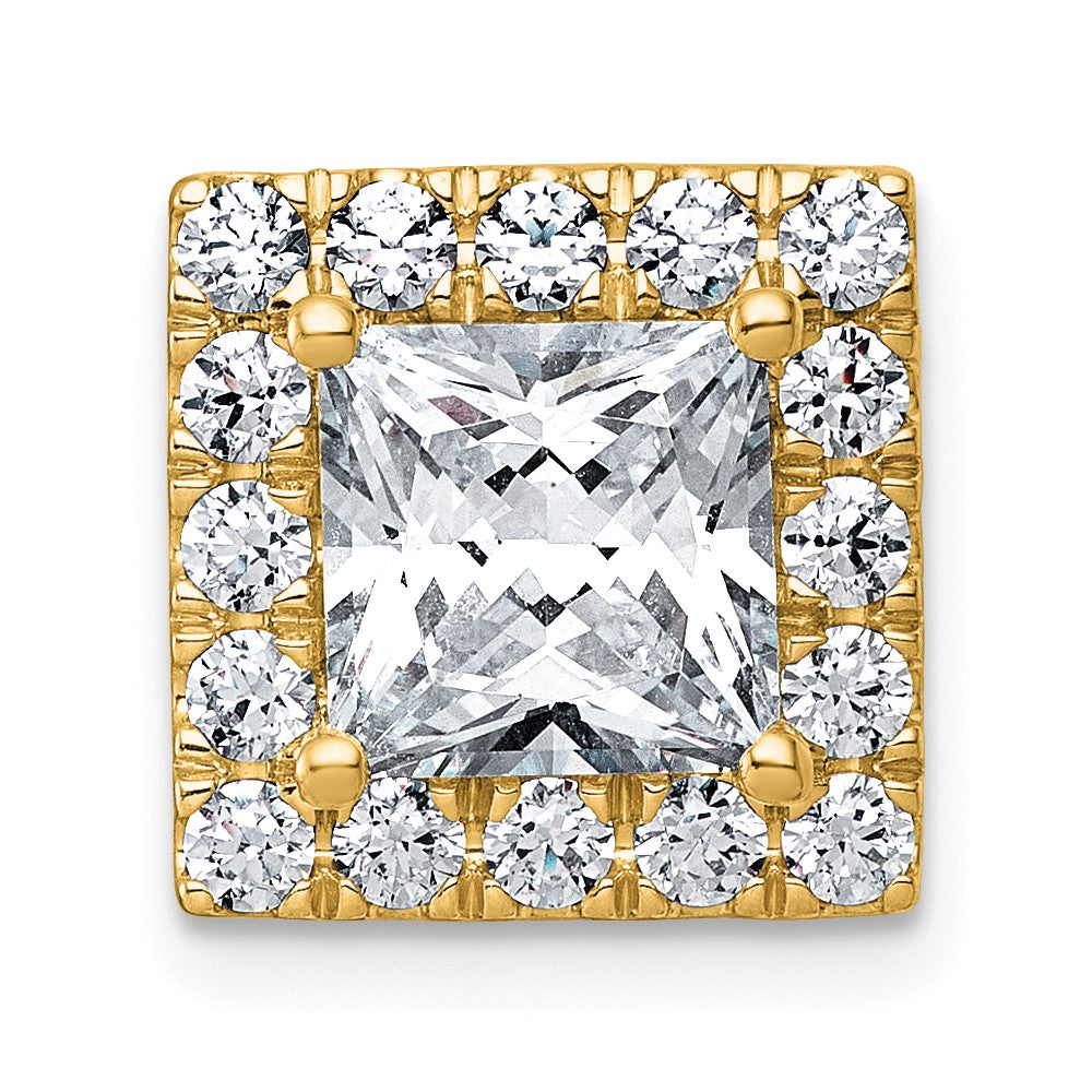 14k 3 1/4ct Cert Lab Grown Diamond VS+ F+ Princess Comp Halo Chain Slide