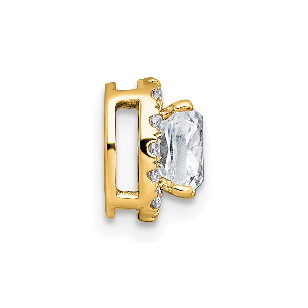 14k 1 1/6ct Lab Grown Diamond VS+ F+ Cushion Comp Halo Chain Slide