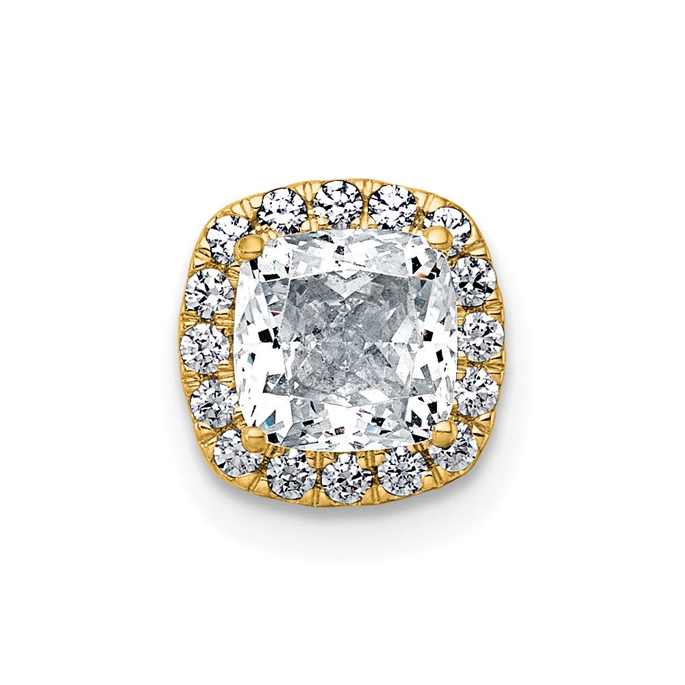 14k 1 1/6ct Lab Grown Diamond VS+ F+ Cushion Comp Halo Chain Slide