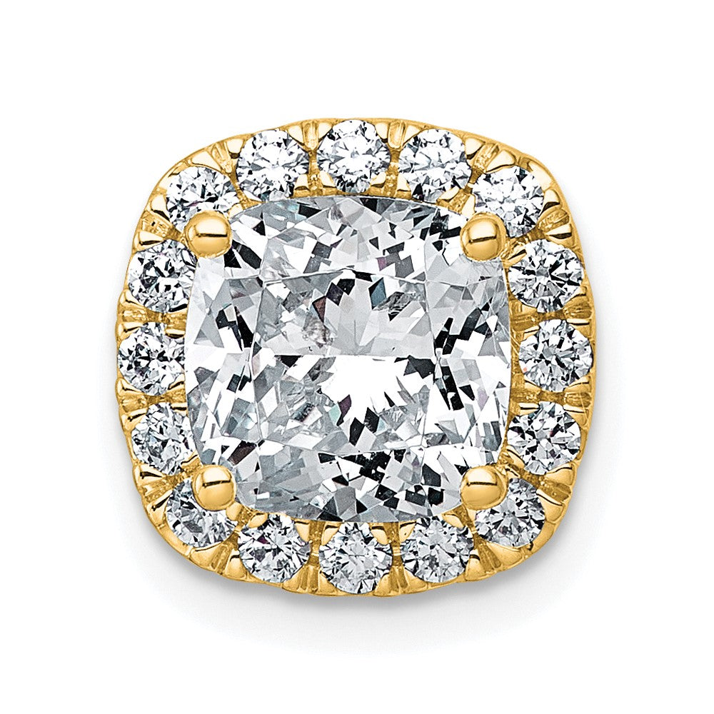 14k 3ct Cert Lab Grown Diamond VS+ F+ Cushion Comp Halo Chain Slide