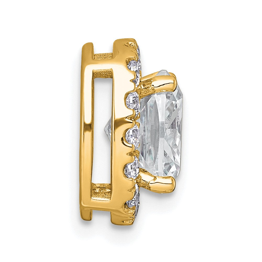14k 3 1/2ct Cert Lab Grown Diamond VS+ F+ Cushion Comp Halo Chain Slide