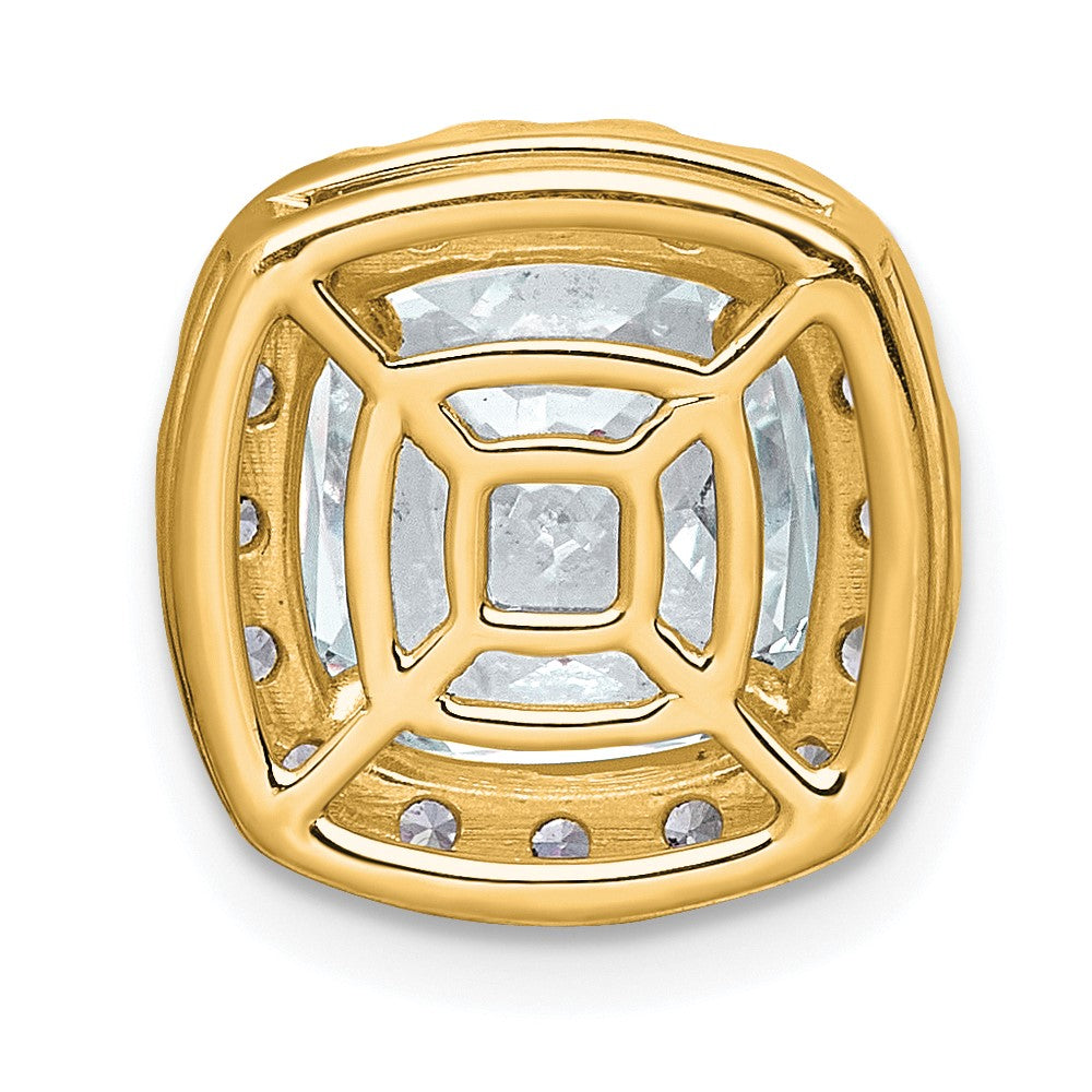 14k 3 1/2ct Cert Lab Grown Diamond VS+ F+ Cushion Comp Halo Chain Slide