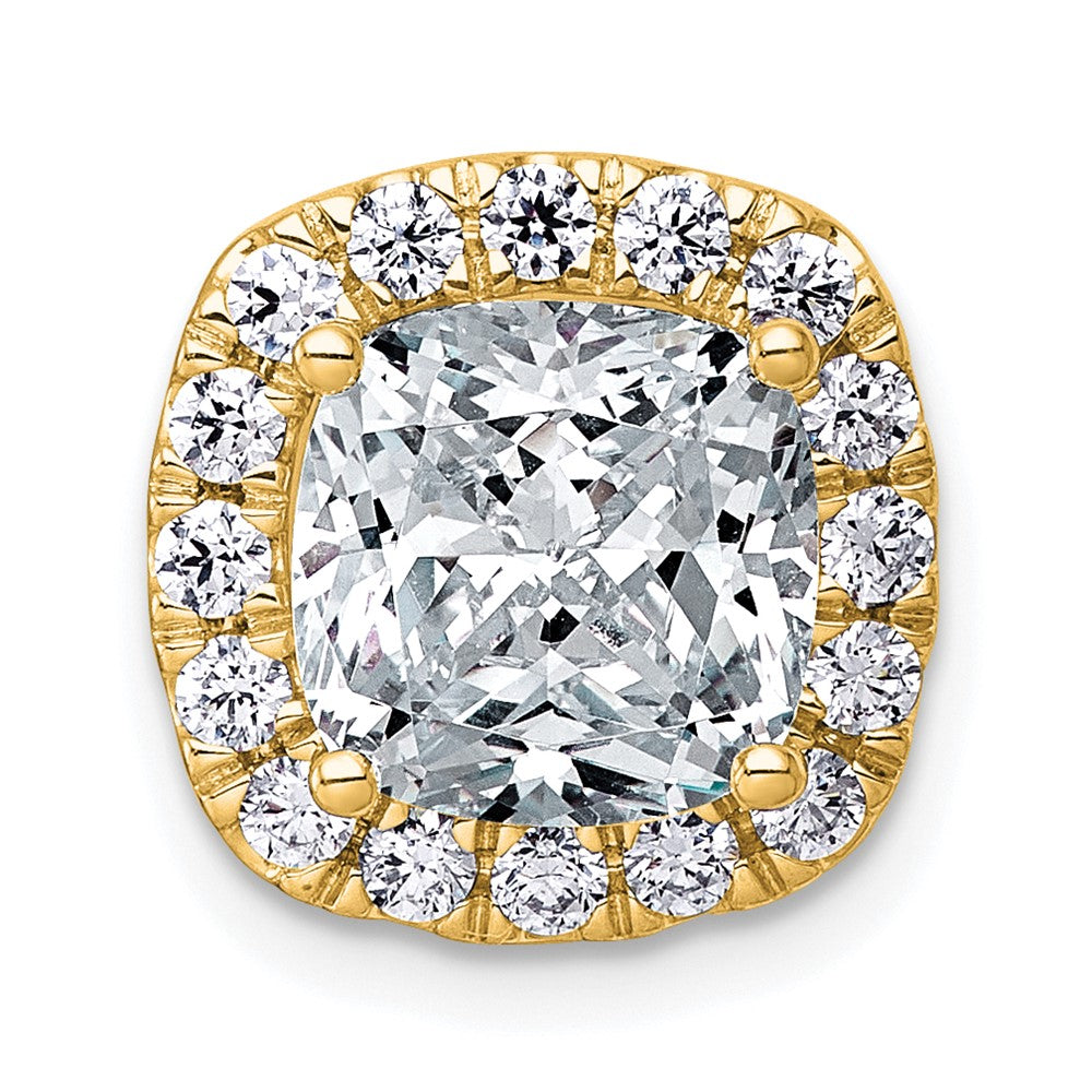 14k 3 1/2ct Cert Lab Grown Diamond VS+ F+ Cushion Comp Halo Chain Slide