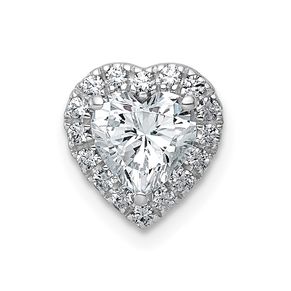 14kw 1 1/5ct Cert Lab Grown Diamond VS+ F+ Heart Comp Halo Chain Slide
