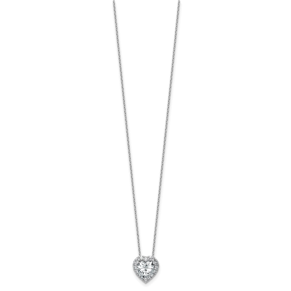 14kw 1 3/4ct Cert Lab Grown Dia VS/SI+ G+ Heart Comp 18in Halo Necklace