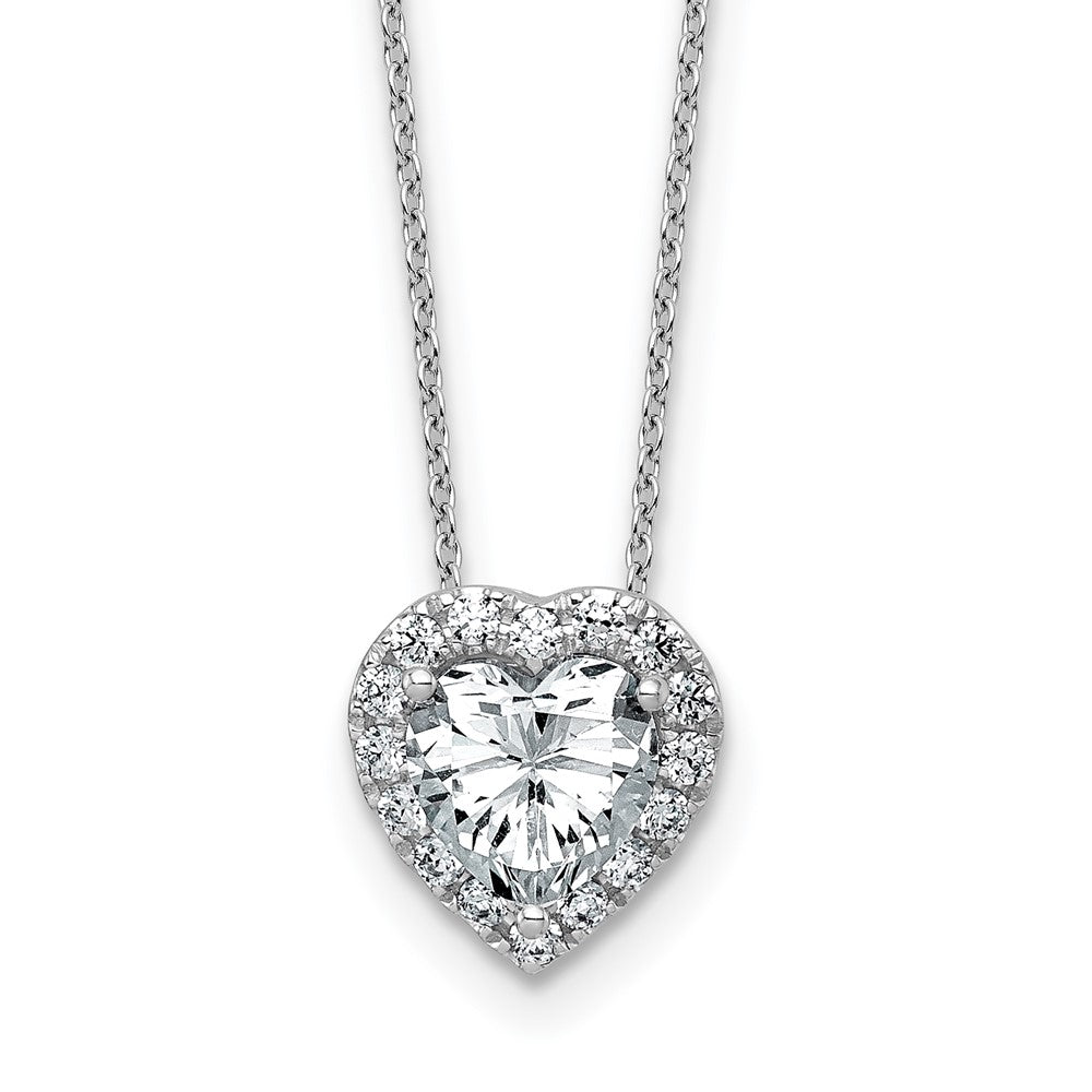 14kw 1 3/4ct Cert Lab Grown Dia VS/SI+ G+ Heart Comp 18in Halo Necklace