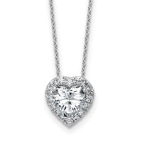 14kw 1 3/4ct Cert Lab Grown Dia VS/SI+ G+ Heart Comp 18in Halo Necklace