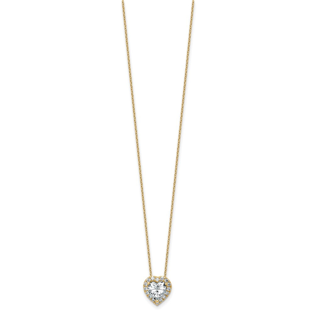 14k 1 3/4ct Cert Lab Grown Dia VS/SI+ G+ Heart Comp 18in Halo Necklace