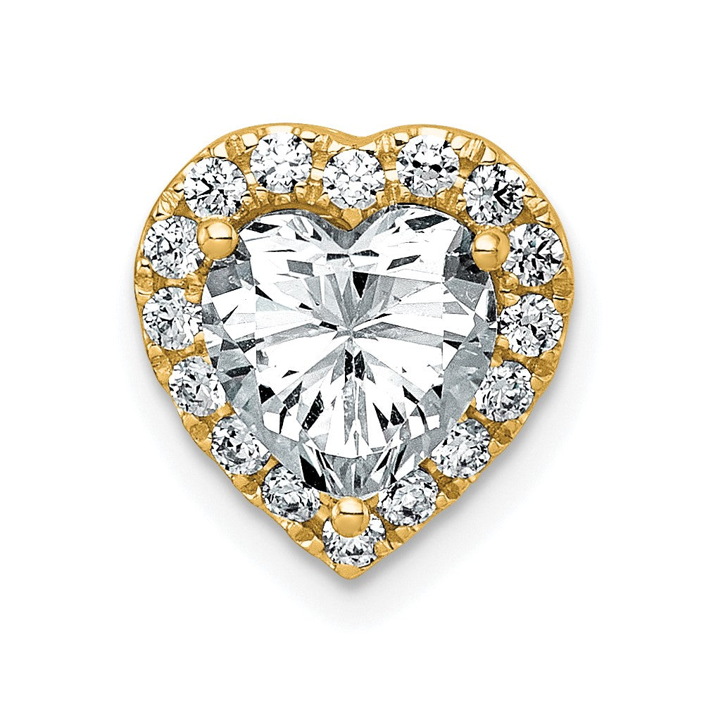 14k 1 3/4ct Lab Grown Diamond VS+ F+ Heart Comp Halo Chain Slide