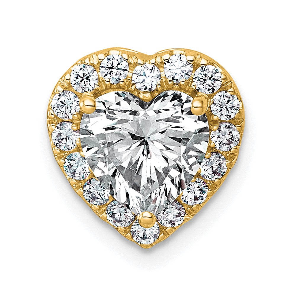 14k 2 3/8ct Lab Grown Diamond VS+ F+ Heart Comp Halo Chain Slide