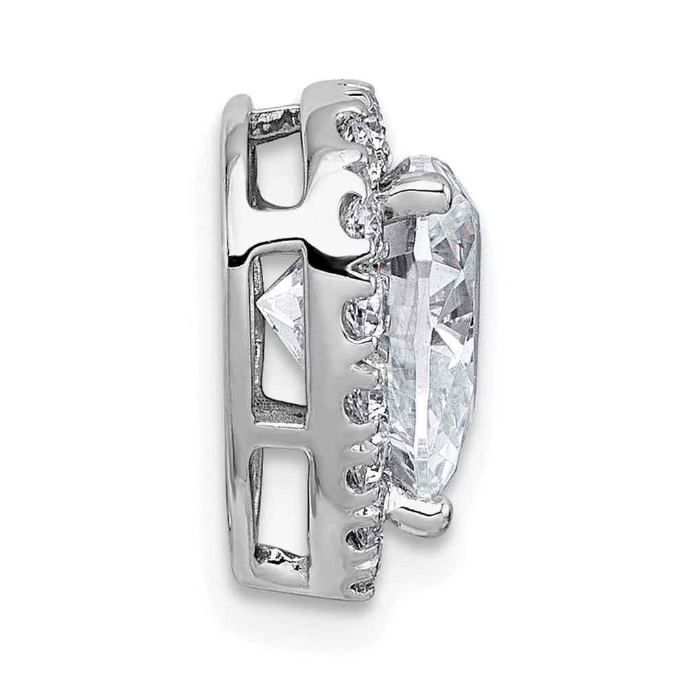 14kw 3ct Cert Lab Grown Diamond VS+ F+ Heart Comp Halo Chain Slide