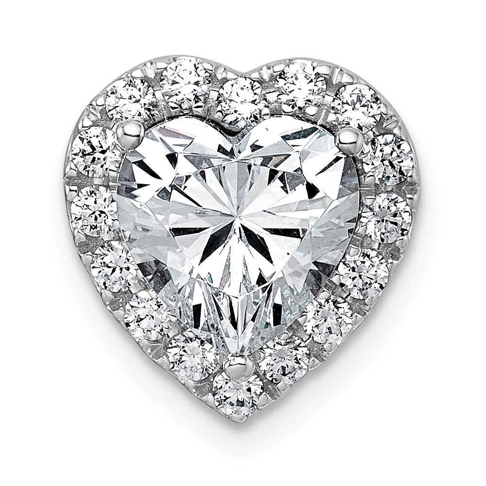 14kw 3ct Cert Lab Grown Diamond VS+ F+ Heart Comp Halo Chain Slide