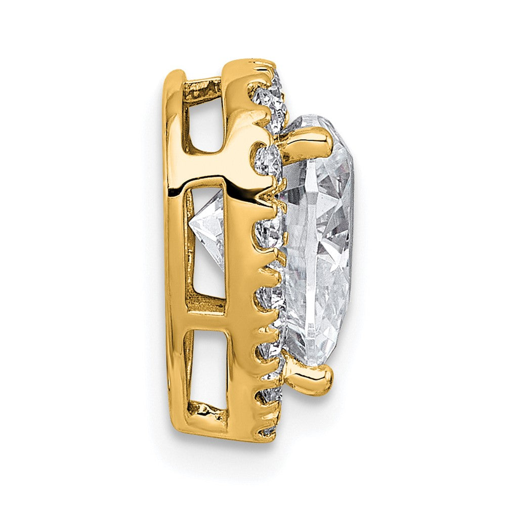 14k 3ct Lab Grown Diamond VS+ F+ Heart Comp Halo Chain Slide