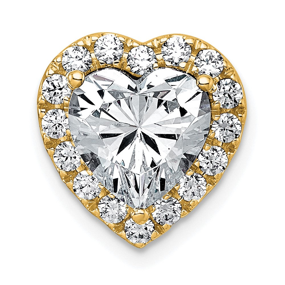 14k 3ct Lab Grown Diamond VS+ F+ Heart Comp Halo Chain Slide
