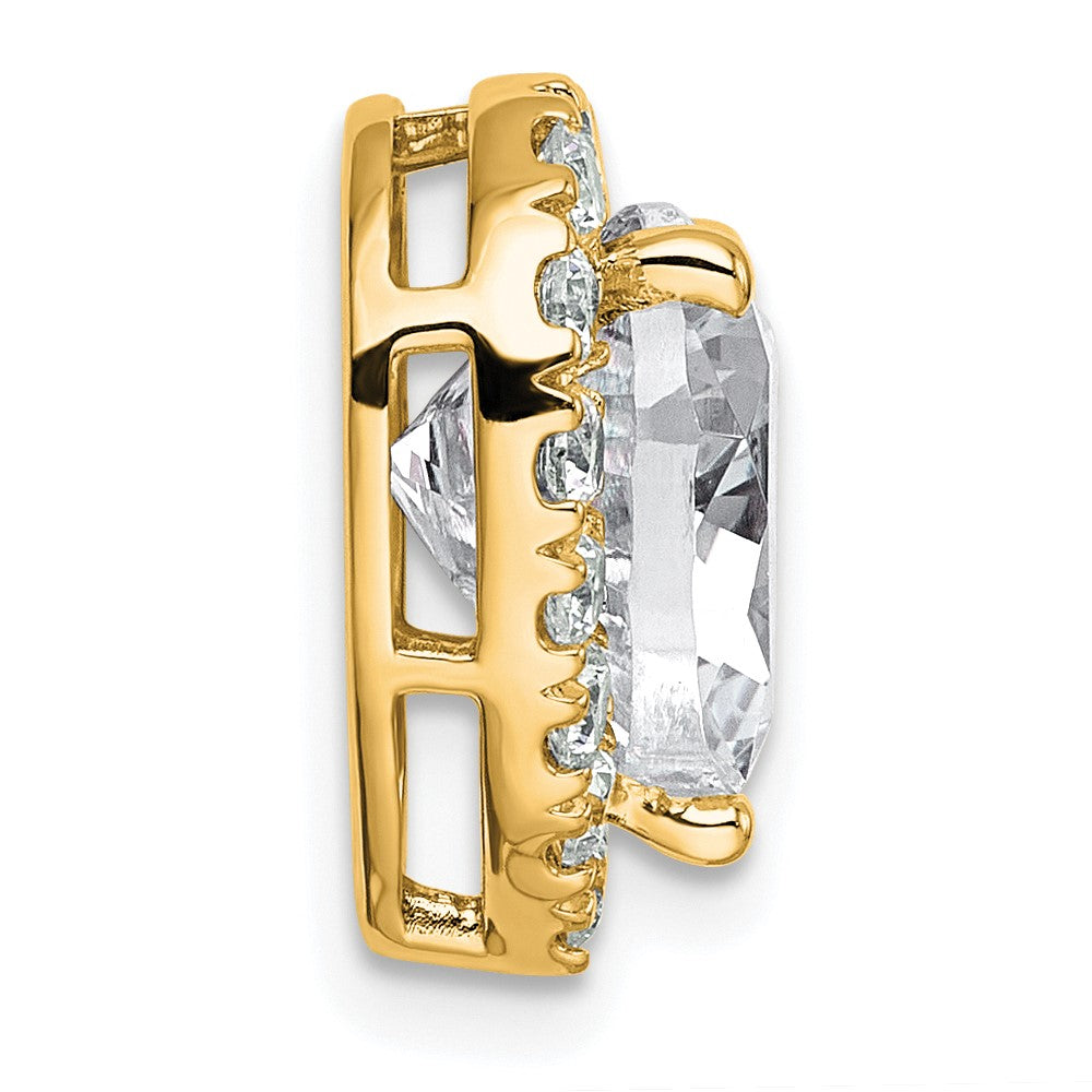 14k 3 5/8ct Cert Lab Grown Diamond VS+ F+ Heart Comp Halo Chain Slide