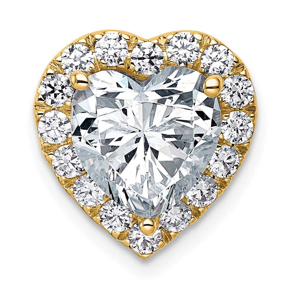 14k 3 5/8ct Cert Lab Grown Diamond VS+ F+ Heart Comp Halo Chain Slide