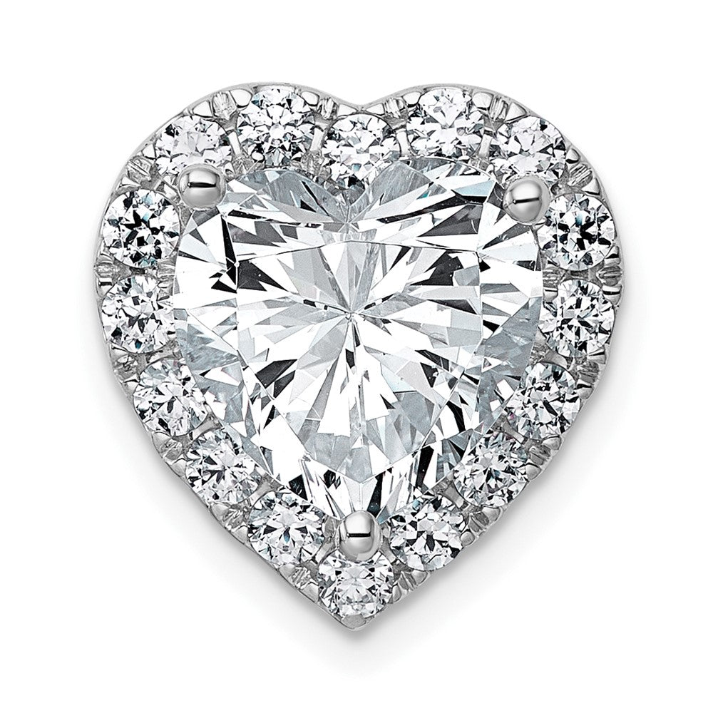 14kw 4 3/4ct Cert Lab Grown Diamond VS+ F+ Heart Comp Halo Chain Slide