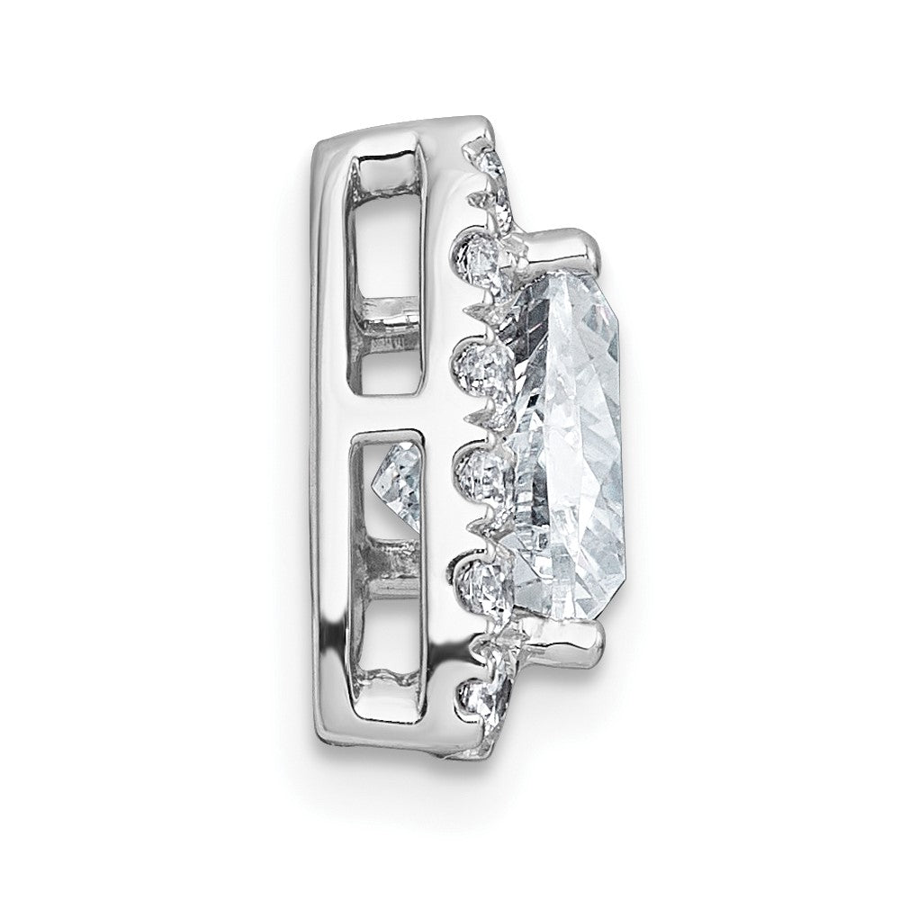 14kw 1 7/8ct Lab Grown Diamond VS+ F+ Trillion Comp Halo Chain Slide