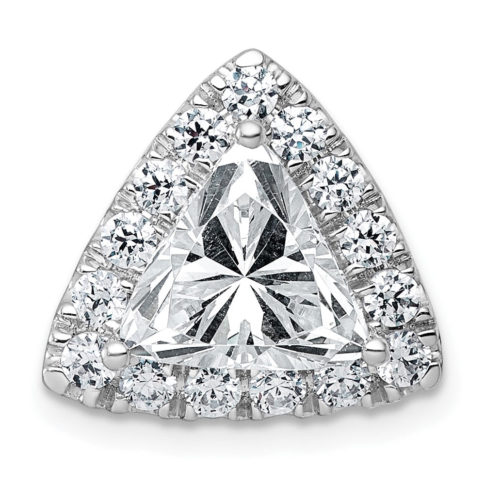 14kw 3 1/4ct Lab Grown Diamond VS+ F+ Trillion Comp Halo Chain Slide