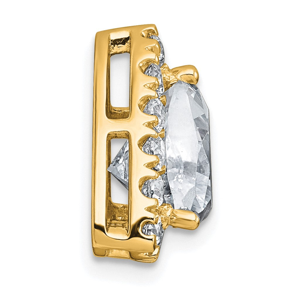 14k 3 1/4ct Cert Lab Grown Diamond VS+ F+ Trillion Comp Halo Chain Slide