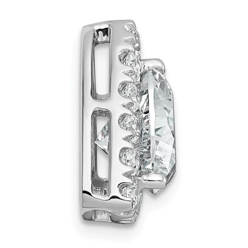 14kw 3 7/8ct Lab Grown Diamond VS+ F+ Trillion Comp Halo Chain Slide