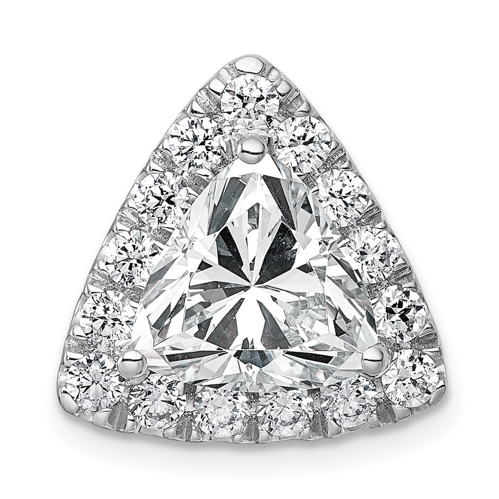 14kw 3 7/8ct Lab Grown Diamond VS+ F+ Trillion Comp Halo Chain Slide